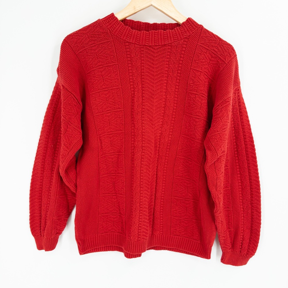 Vintage Carriage Court Christmas Sweater Womens M Red Snowflake 90s Retro Cotton